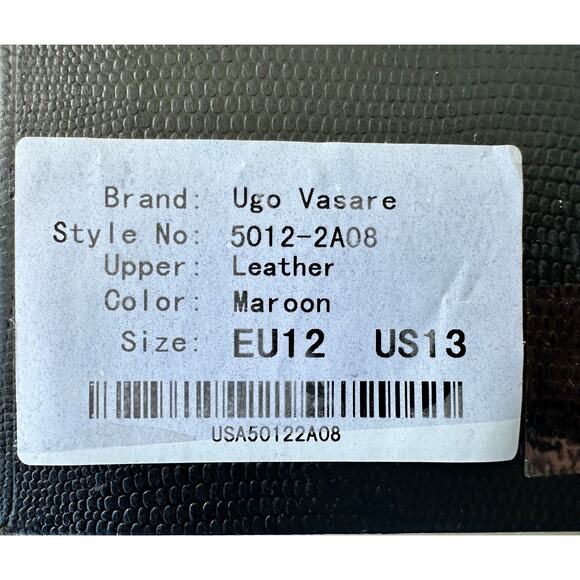 Ugo Vasare Maroon Leather Cap-Toe Oxfords US 13 / EU 46 W/ Bags, original Box - Picture 11 of 12